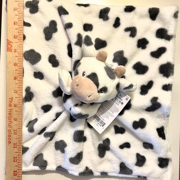 Carter's Plush Cuddle Cow Security Blanket Black White Spots Lovey NWT - Picture 3 of 4